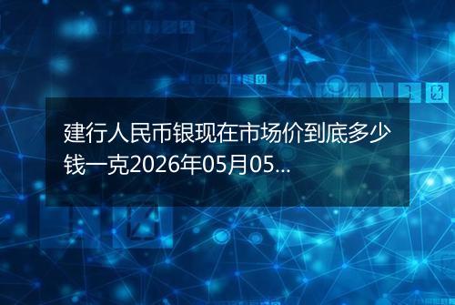 建行人民币银现在市场价到底多少钱一克2026年05月05日