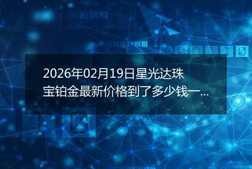 2026年02月19日星光达珠宝铂金最新价格到了多少钱一克