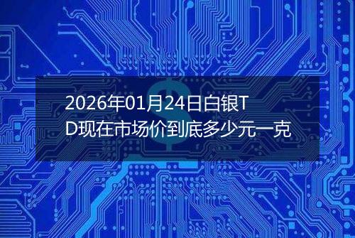 2026年01月24日白银TD现在市场价到底多少元一克