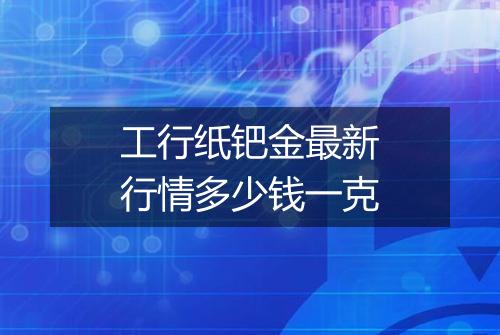 工行纸钯金最新行情多少钱一克