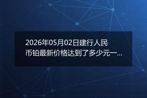 2026年05月02日建行人民币铂最新价格达到了多少元一克