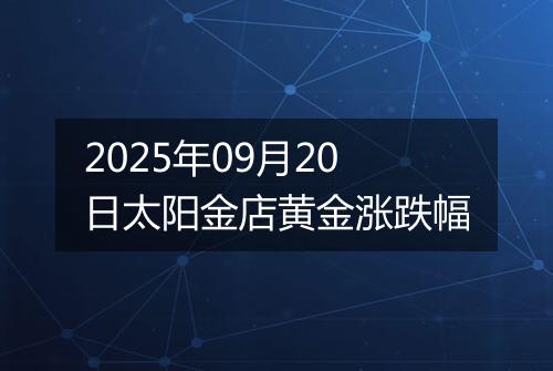 2025年09月20日太阳金店黄金涨跌幅