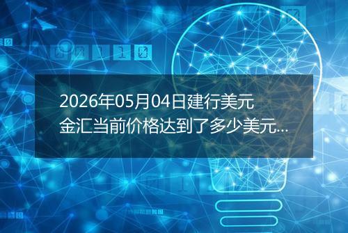 2026年05月04日建行美元金汇当前价格达到了多少美元一盎司2026年05月04日