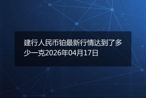 建行人民币铂最新行情达到了多少一克2026年04月17日
